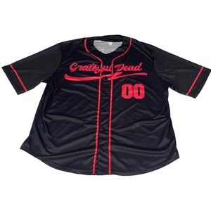 Grateful Dead Jerry Garcia 00 Baseball Jersey Mens XXXL Black Red Button Shirt
